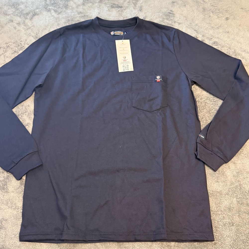 Tyndale Workwear FR Long Sleeve Pocket NWT T-Shirt CAT 2 Navy Women's Sz L J023T